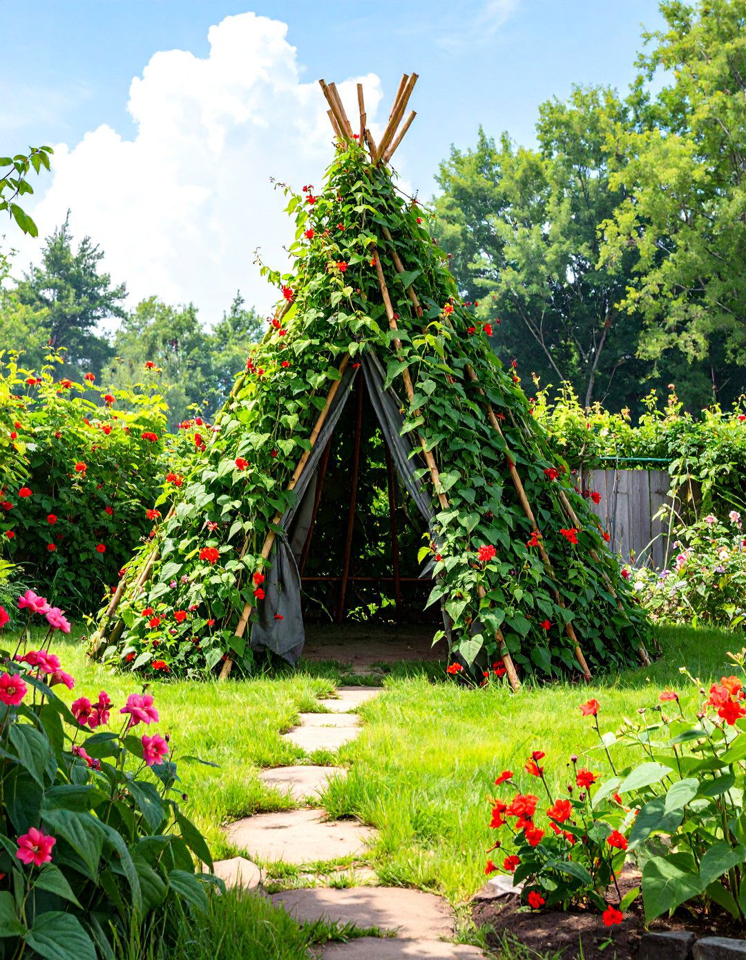A Living Teepee for Kids - 30 budget backyard ideas
