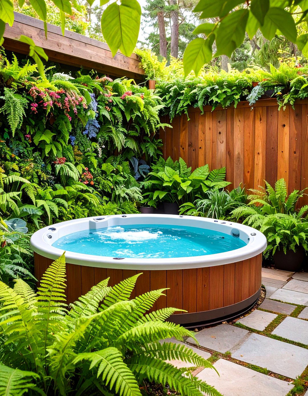 A Living Wall Hot Tub Enclosure - 30 backyard hot tub privacy ideas