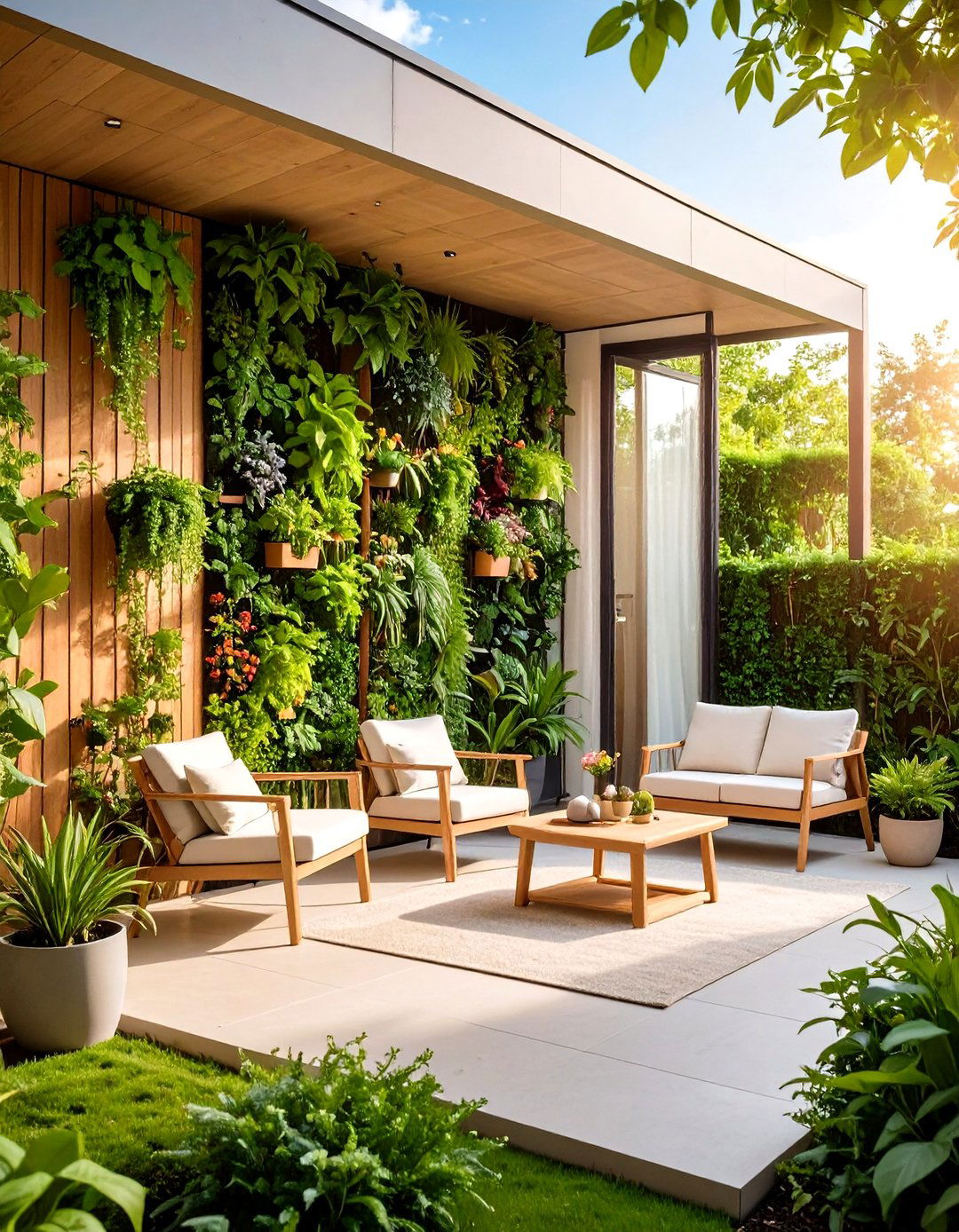 A Living Wall Vertical Garden - 30 enclosed patio ideas on a budget