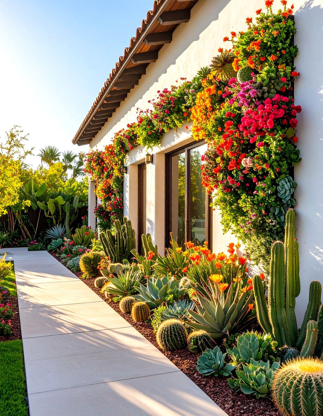 A Living Wall of Cacti and Succulents - 30 front yard cactus garden ideas