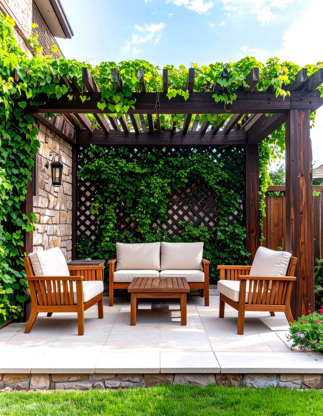 A Living Wall of Climbing Vines - 30 porch privacy ideas