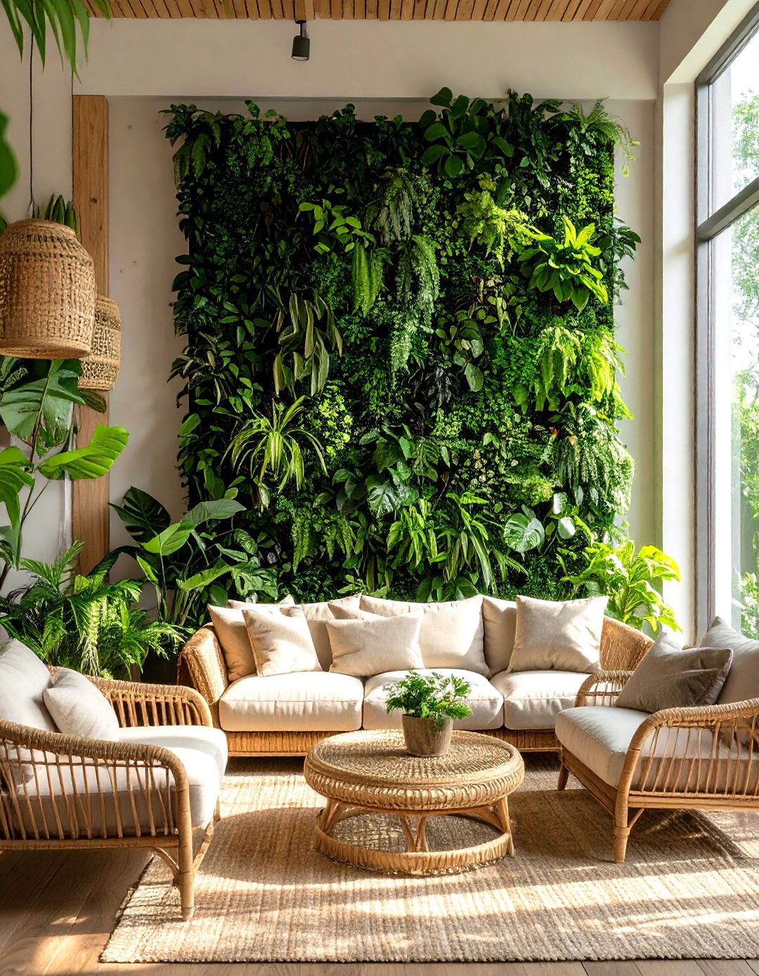 A Living Wall of Greenery - 30 creative living room wall decor ideas