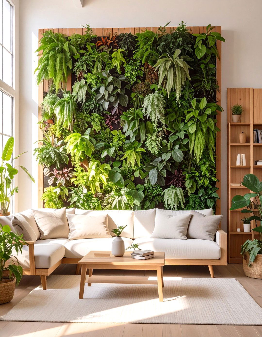 A Living Wall of Plants - 30 modern large wall decor ideas for living room