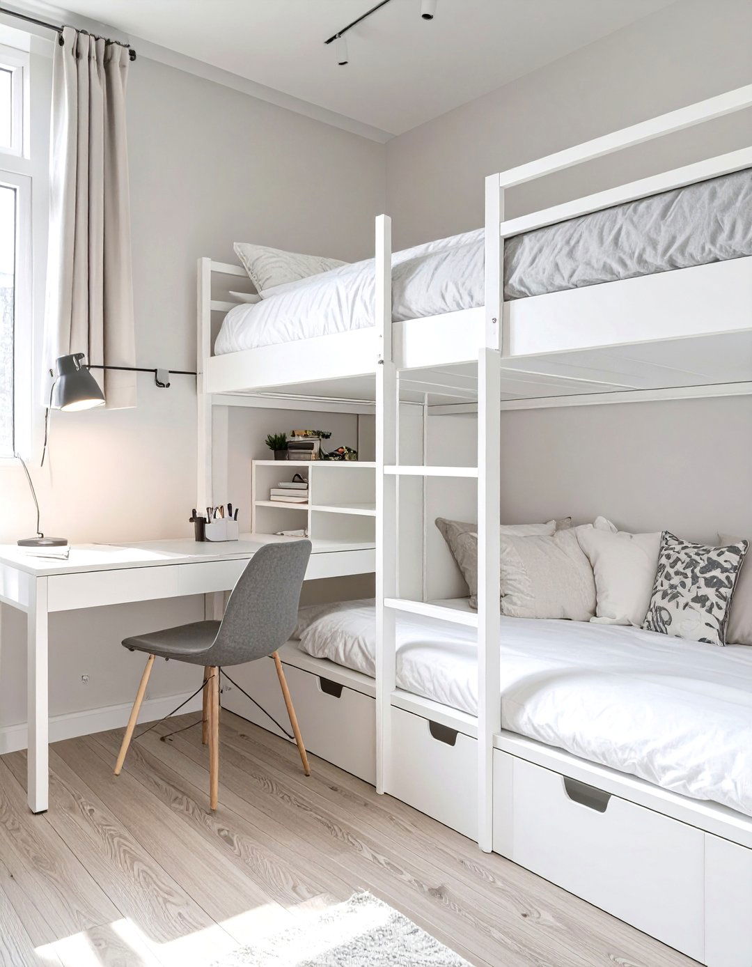 A Loft Bed with an Integrated Desk and Lounge Area - 30 teen girls bedroom ideas