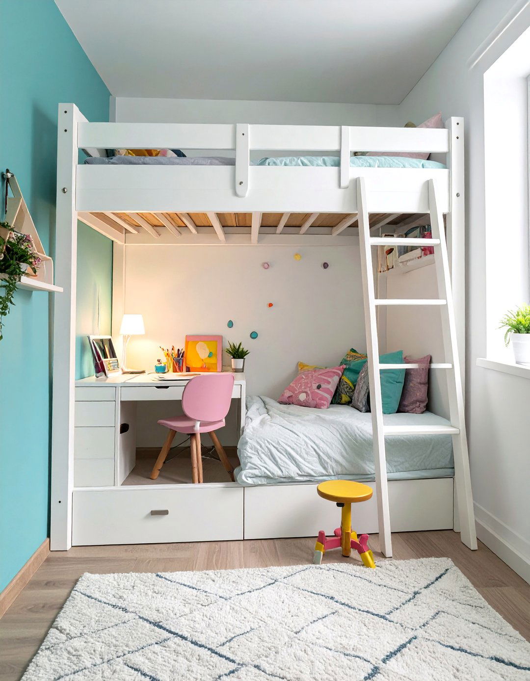 A Loft Bed with an Integrated Study Nook - 30 tween girl bedroom ideas
