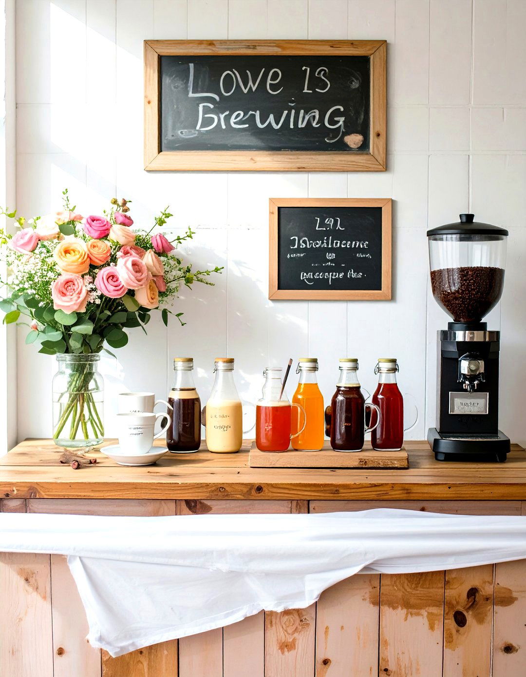 A Love is Brewing Coffee Bar - 30 wedding shower decor ideas