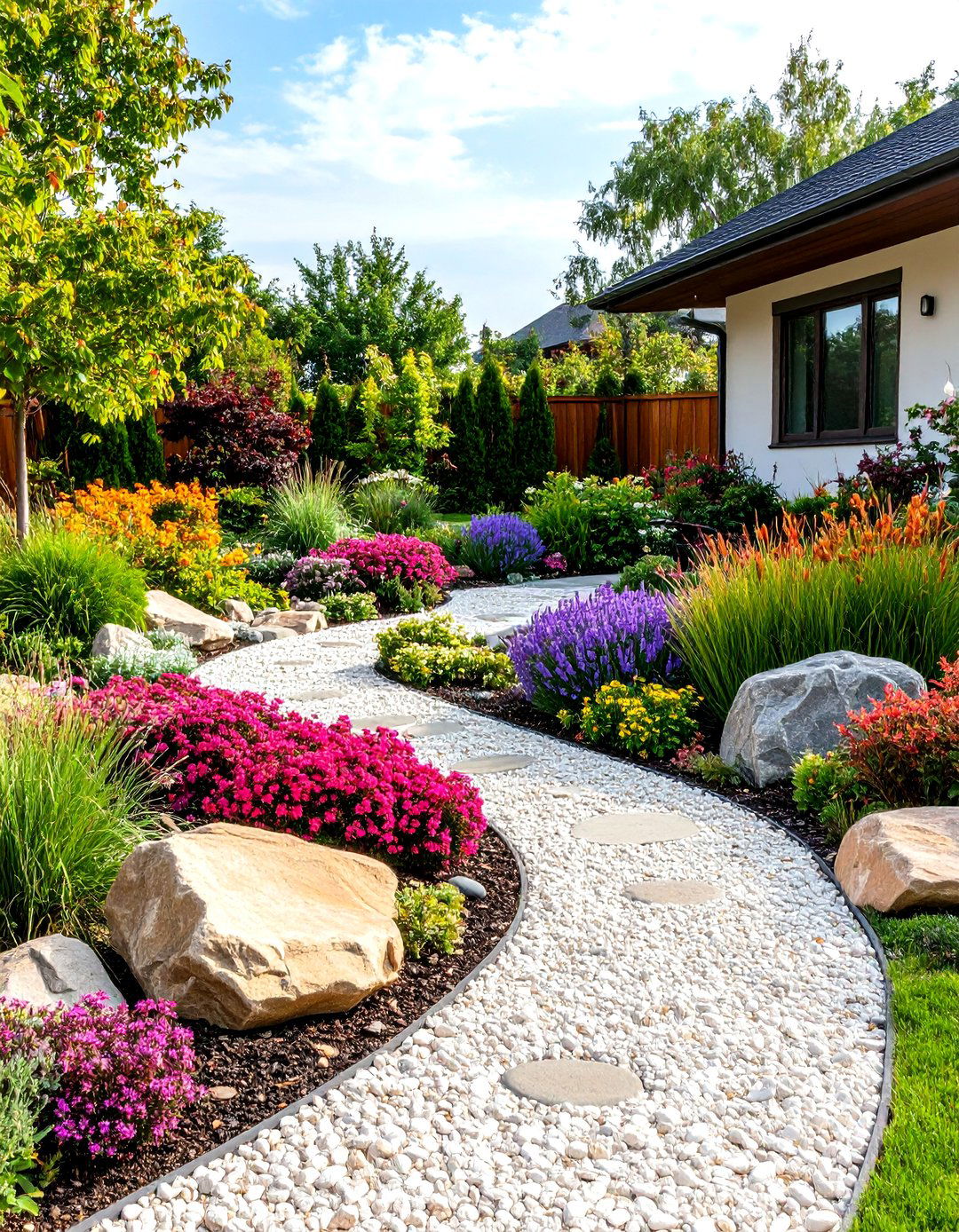 A Low Maintenance Gravel and Stone Garden - 30 front yard and backyard landscaping ideas