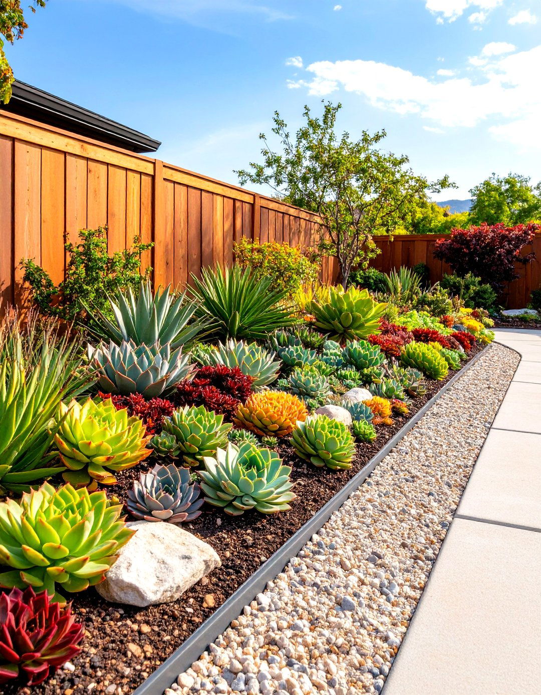 A Low Maintenance Succulent Strip - 30 driveway border landscaping ideas