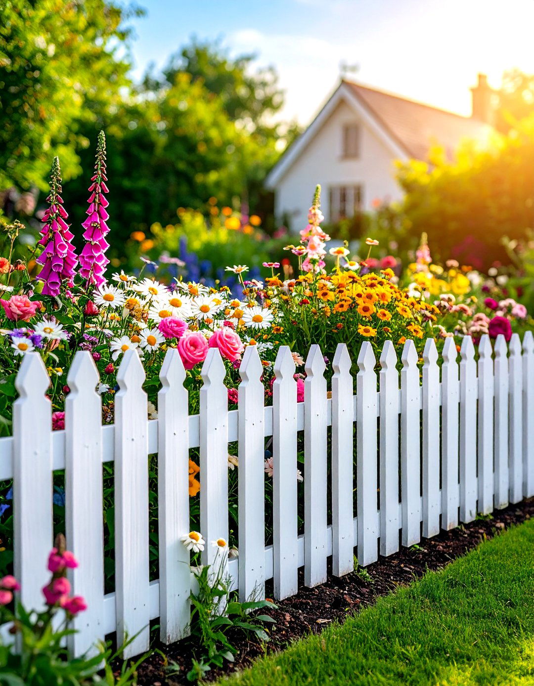 A Low Picket Fence Garden Border - 30 garden border ideas