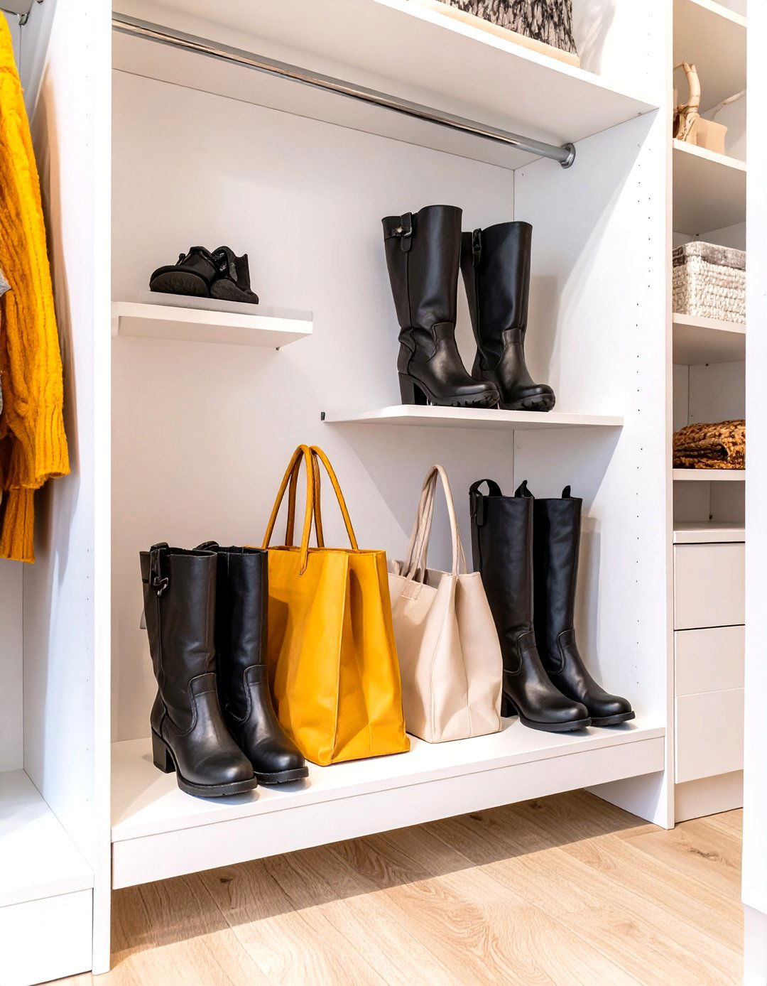 A Low Shelf for Boots and Bags - 30 small closet shelving ideas