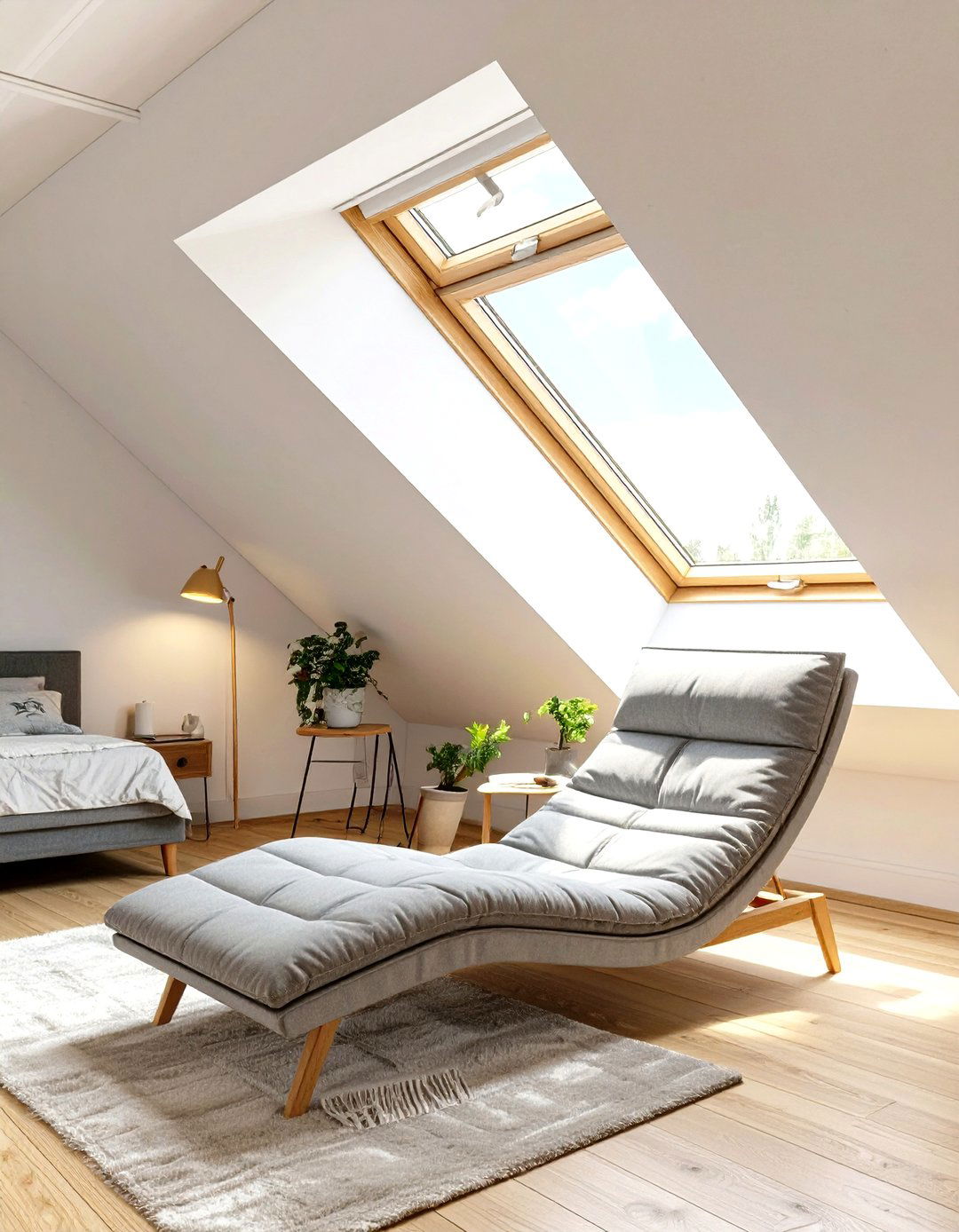A Low Slung Chaise Lounge for Relaxation - 30 slanted ceiling low ceiling attic bedroom ideas