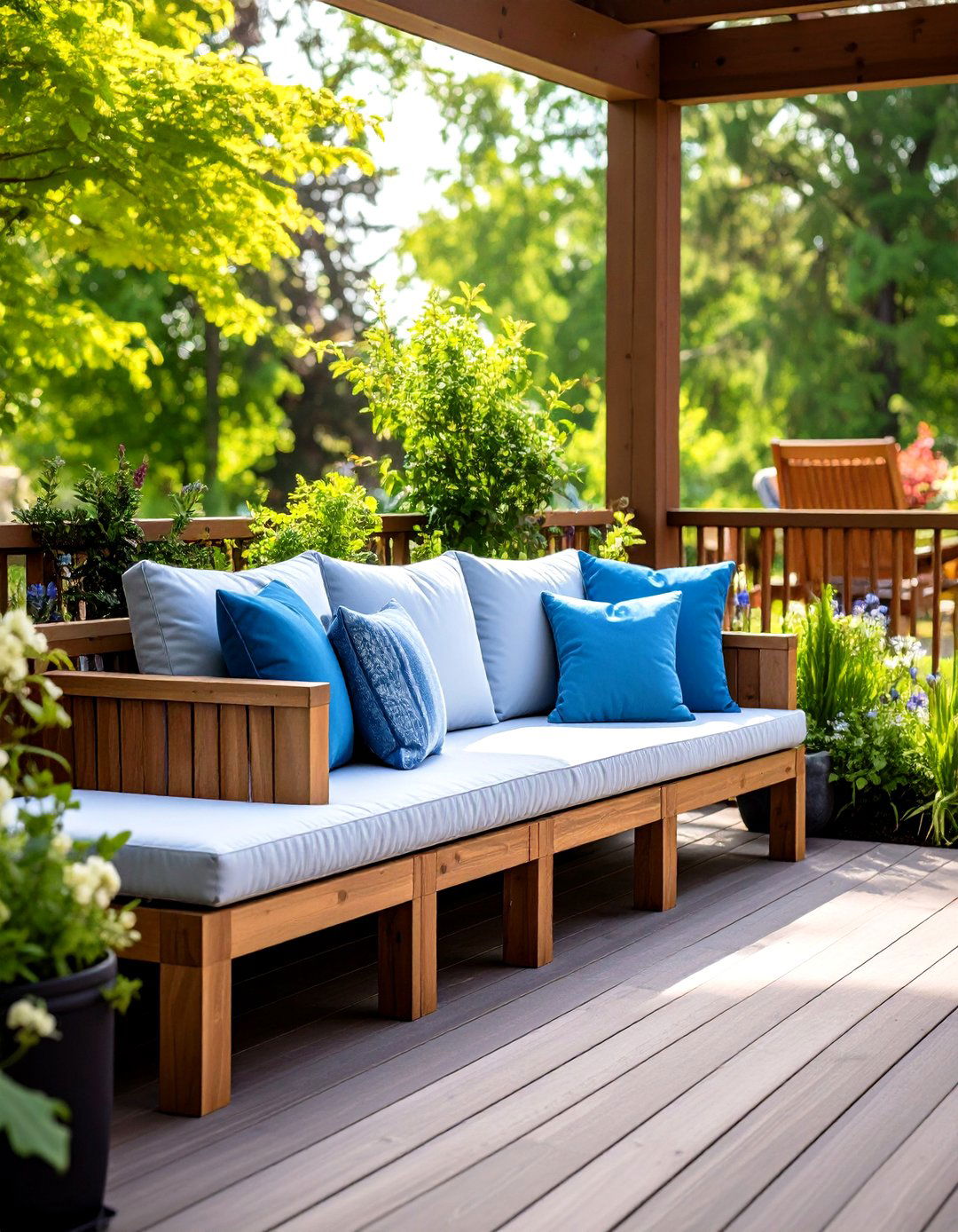 A Low Slung Deck Garden Bench - 30 garden bench ideas