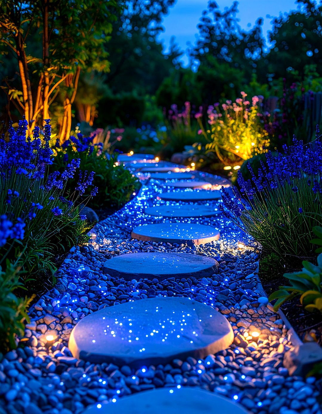 A Luminous Glow in the Dark Pebble Garden Pathway - 30 garden pathway ideas