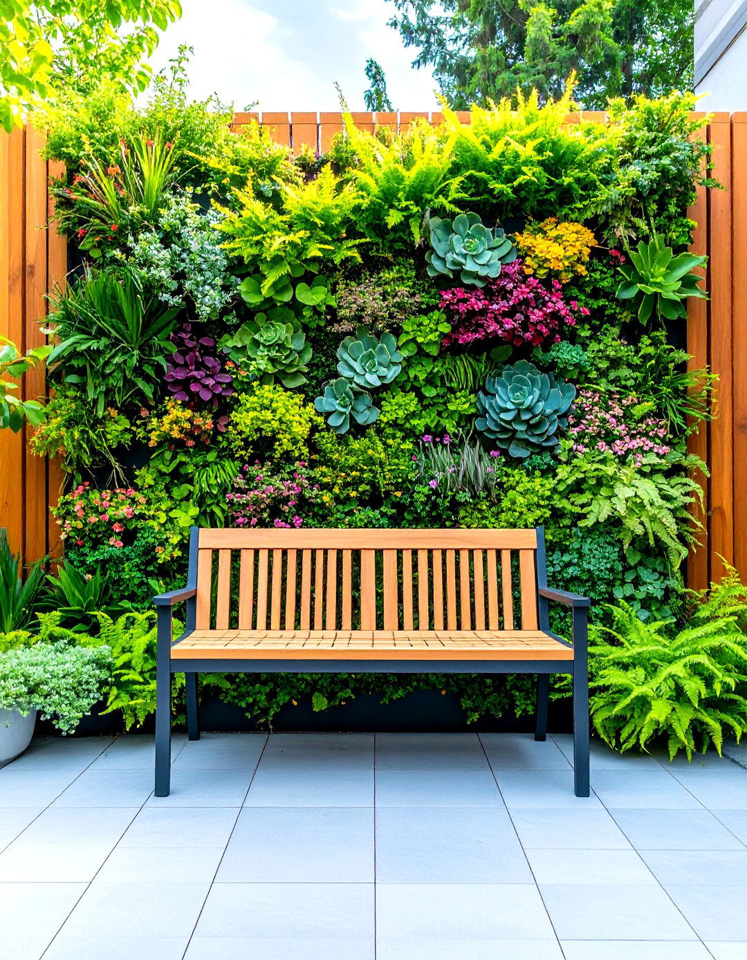 A Lush Living Wall System - 30 patio privacy ideas