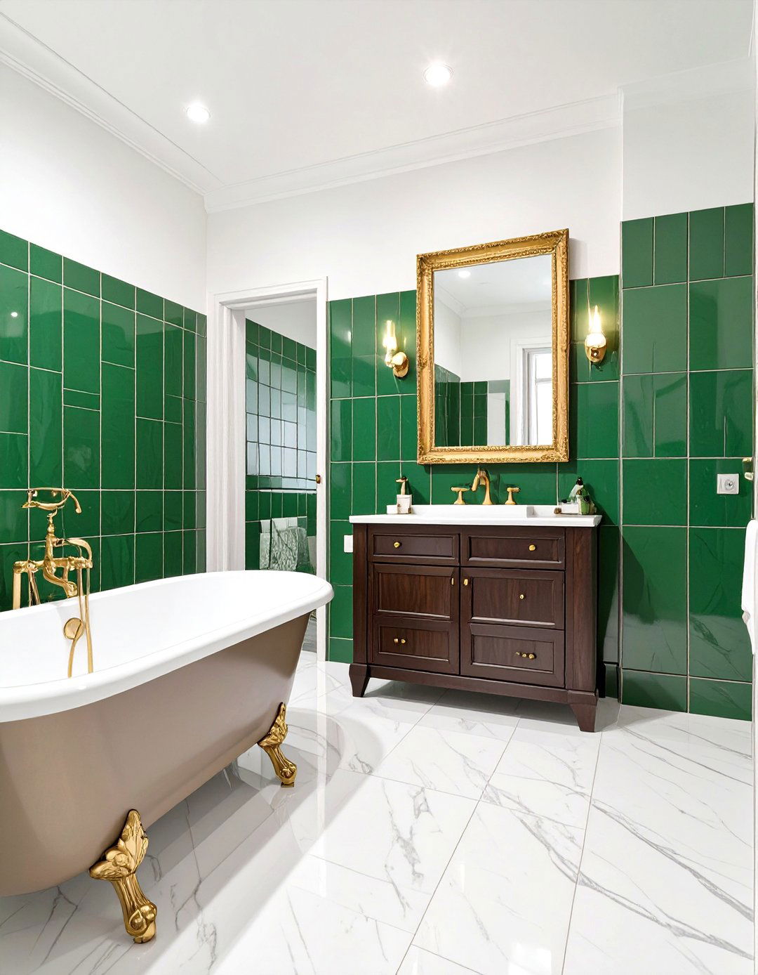 A Luxurious Emerald Green Bathroom - 30 colorful bathroom ideas