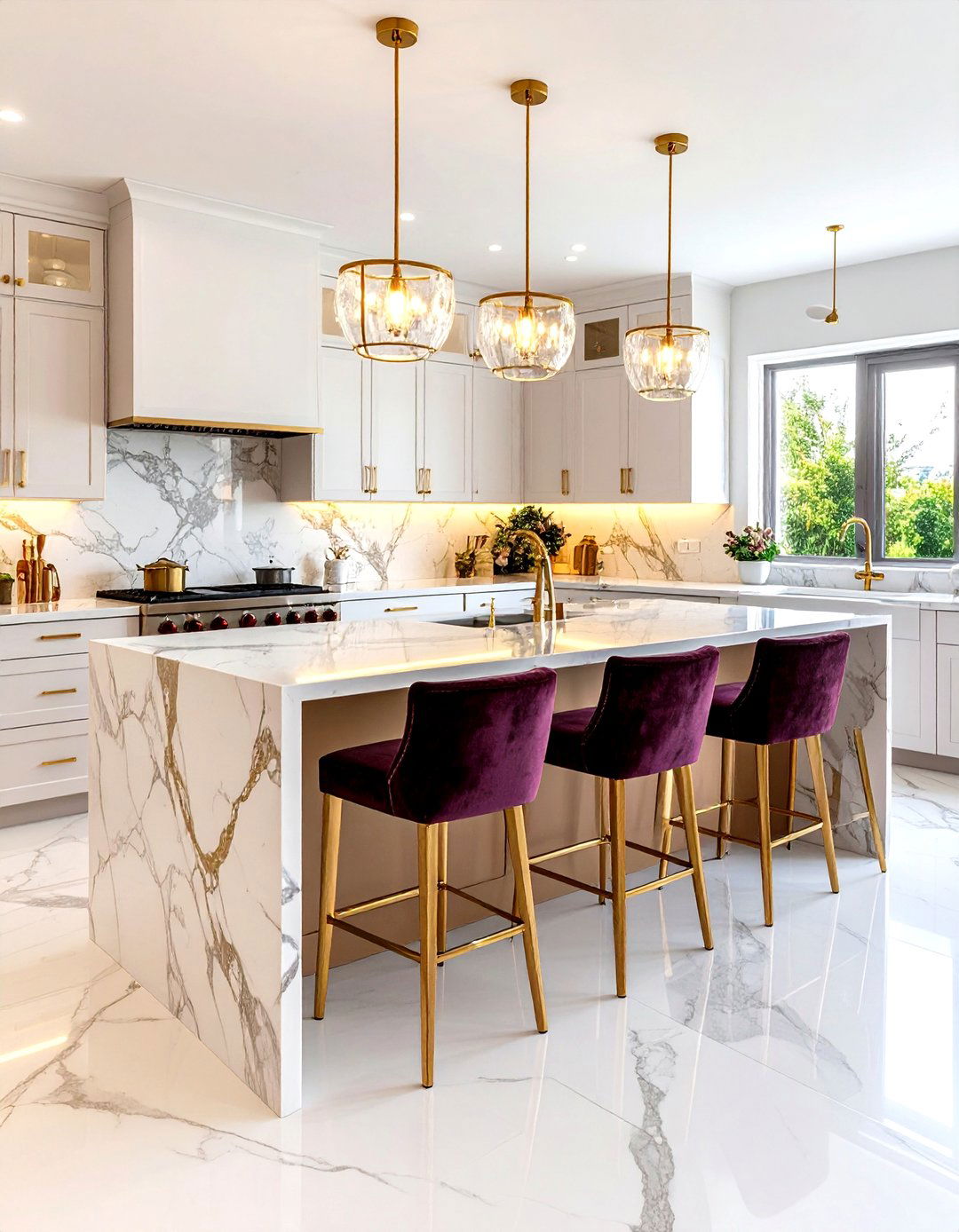 A Luxurious Marble Kitchen Peninsula Bar - 30 kitchen bar ideas