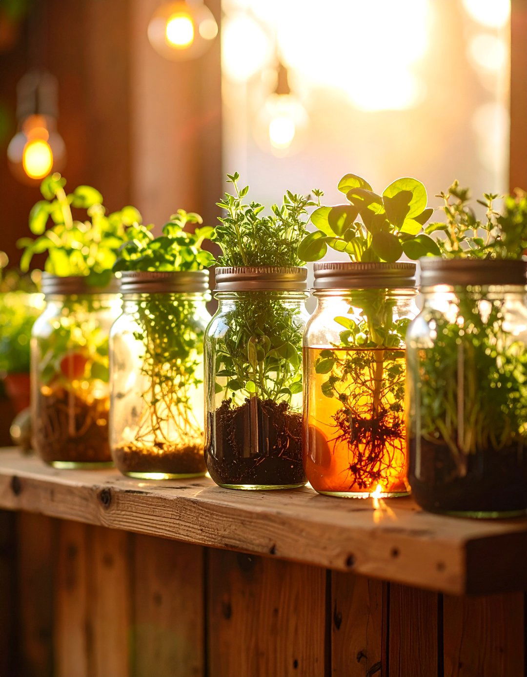 A Mason Jar Wall Planter Herb Garden
