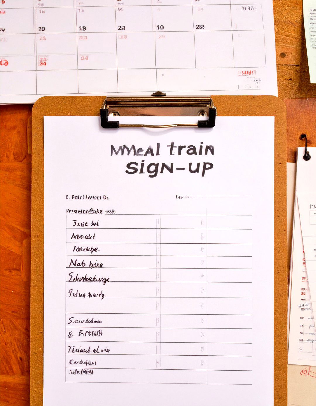 A Meal Train Sign Up Sheet - 30 work baby shower ideas