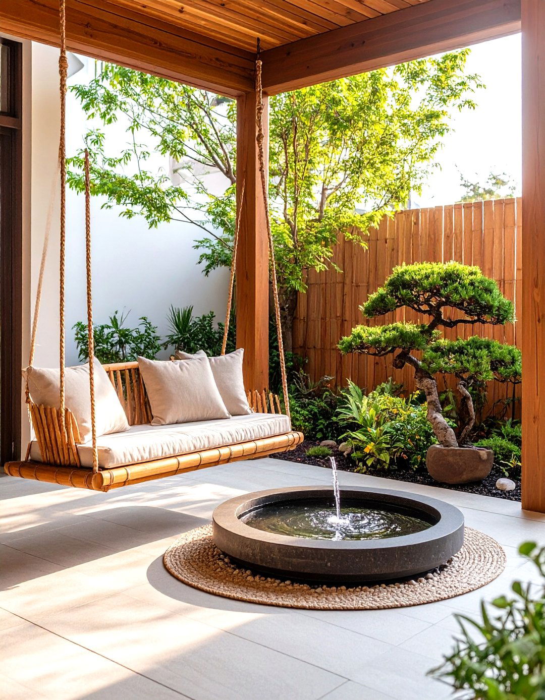 A Meditative Zen Porch Swing - 30 front porch swing ideas