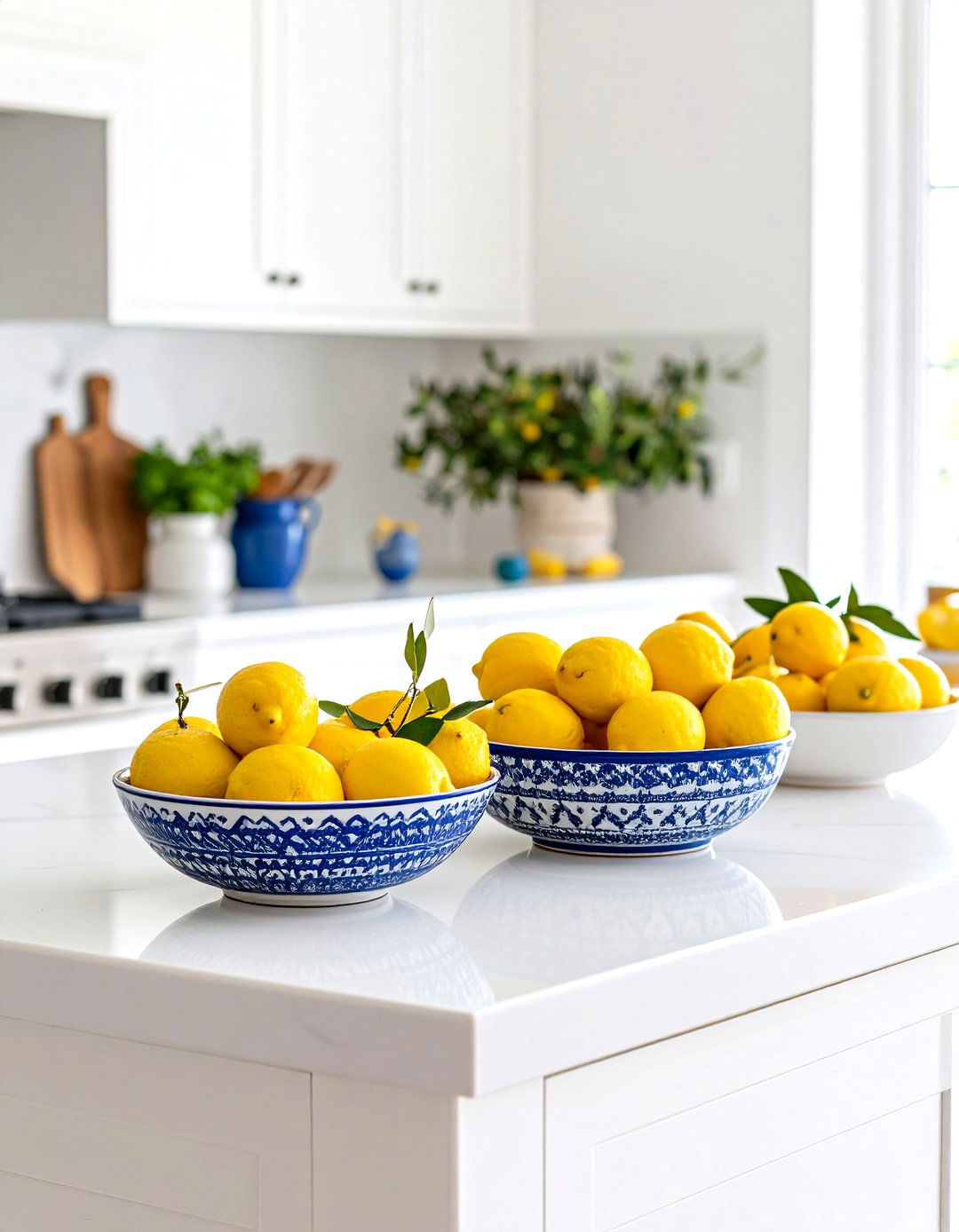 A Mediterranean Blue and White Kitchen Island - 30 kitchen island decor ideas