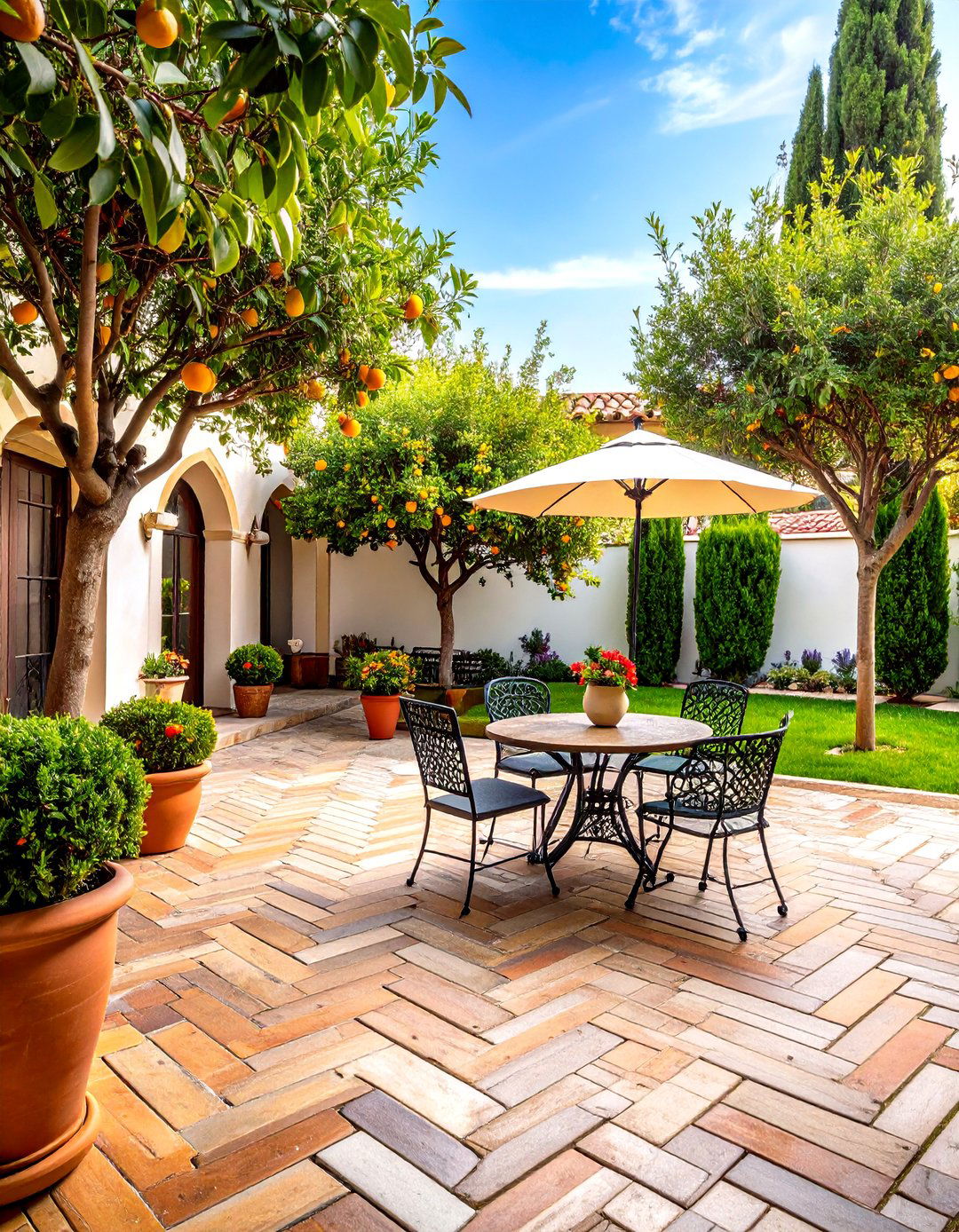 A Mediterranean Courtyard Vibe - 30 backyard ideas with pavers and turf