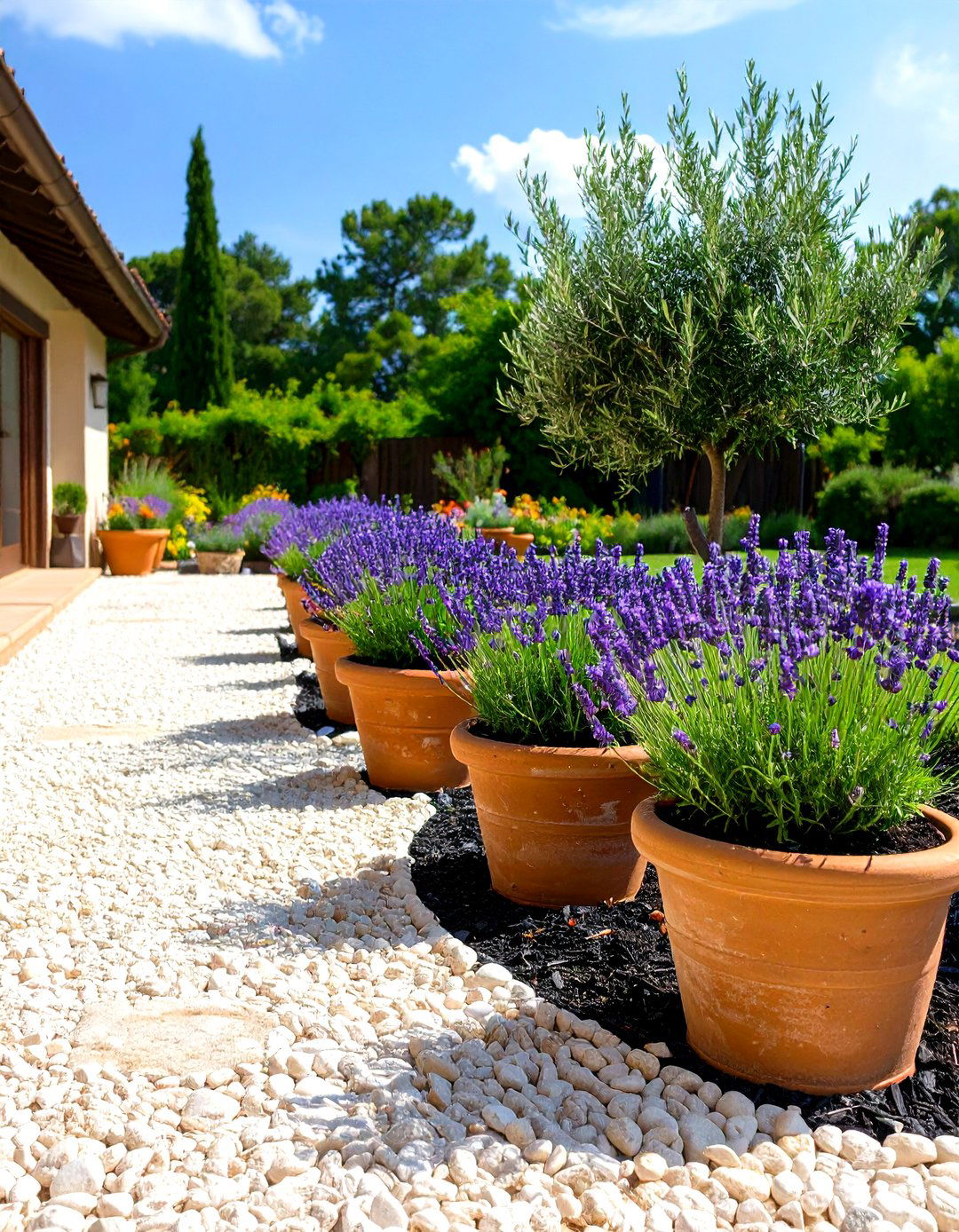 A Mediterranean Inspired Courtyard - 30 front yard landscaping ideas with rocks and mulch