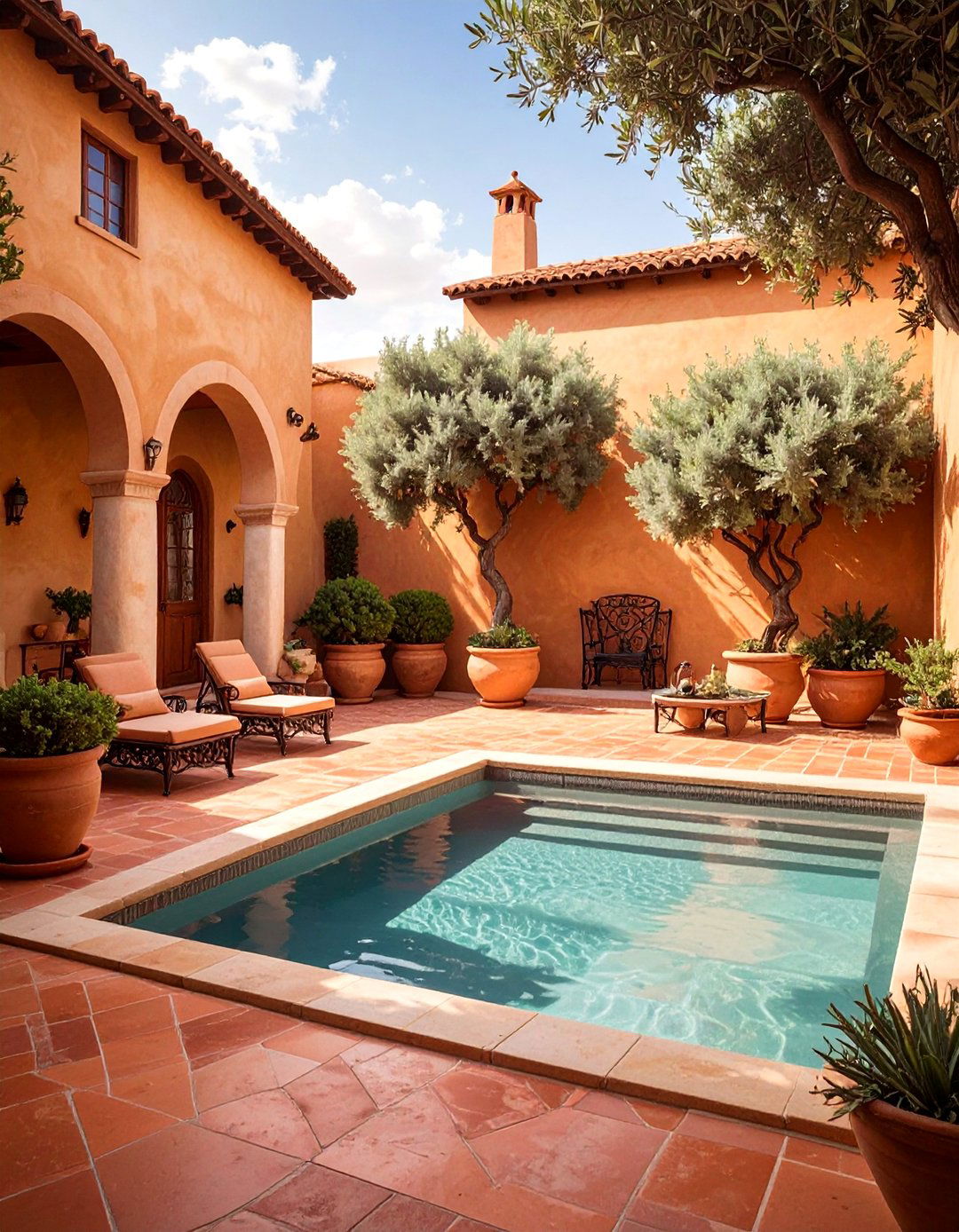 A Mediterranean Inspired Swim Spa Courtyard - 30 above ground swim spa landscaping ideas