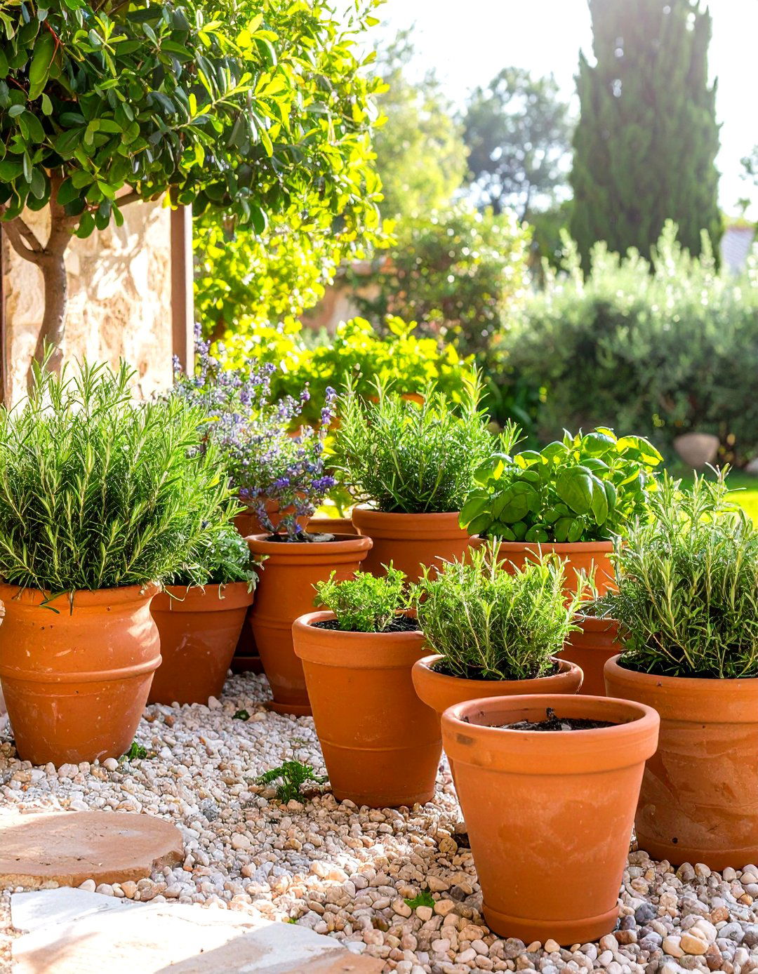 A Mediterranean Terracotta Pot Garden - 30 layout herb garden design ideas