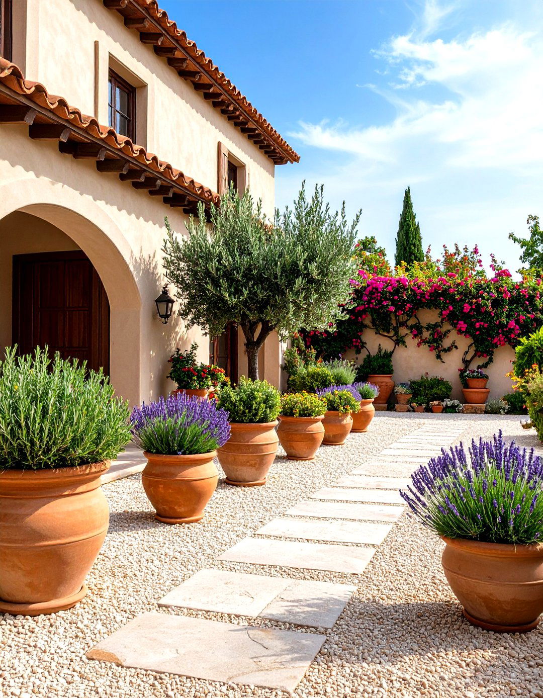 A Mediterranean Villa Lawn - 30 front lawn landscaping ideas