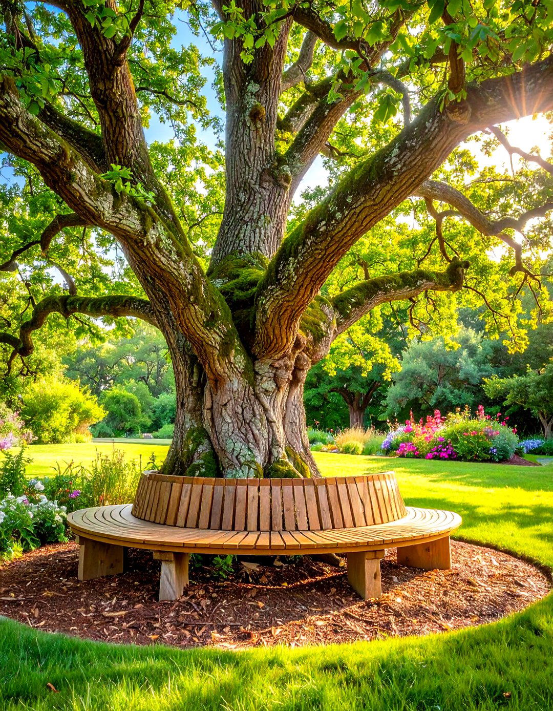 A Memorial Tree with a Circular Bench - 30 memorial garden ideas