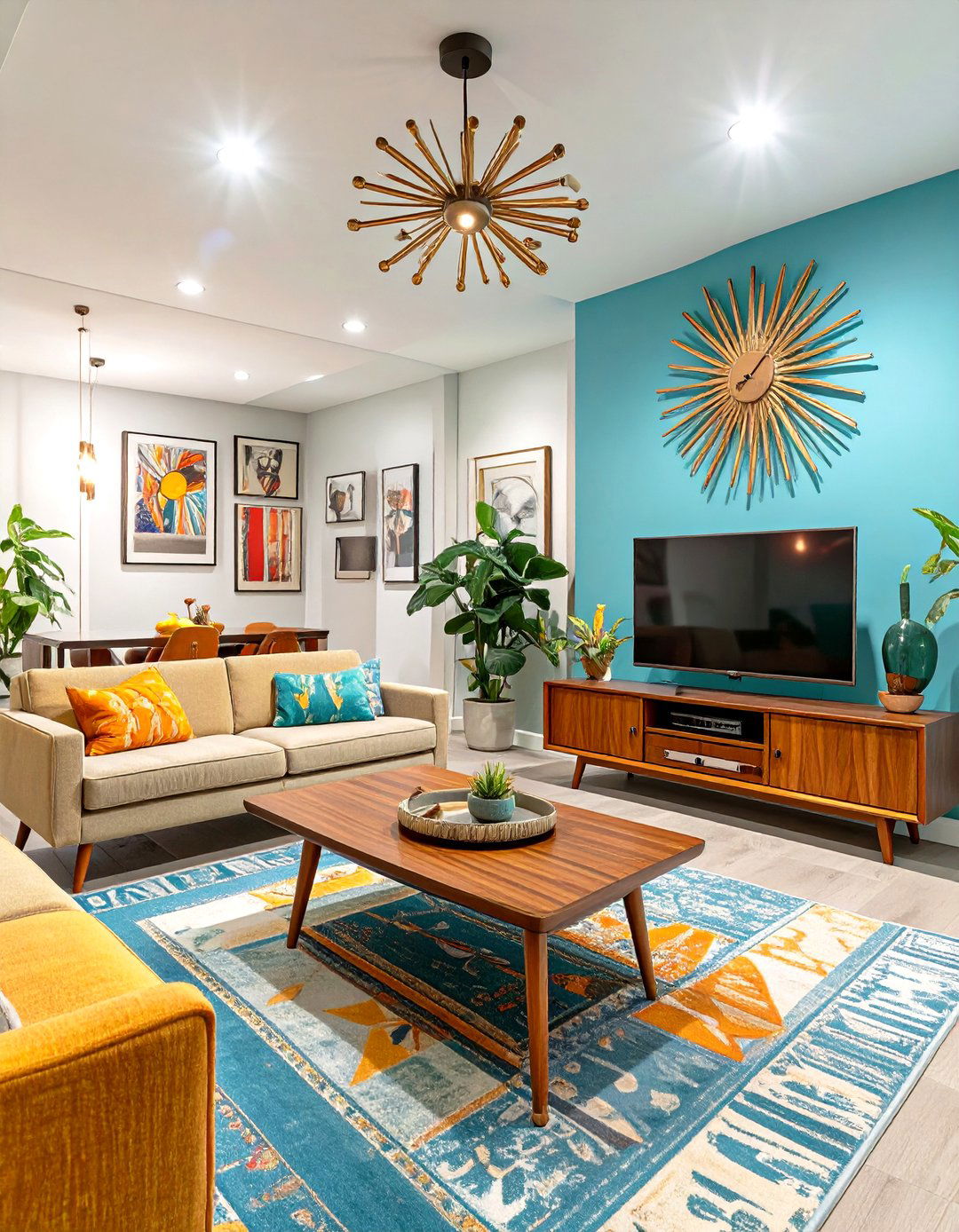 A Mid Century Modern Den - 30 basement layout ideas