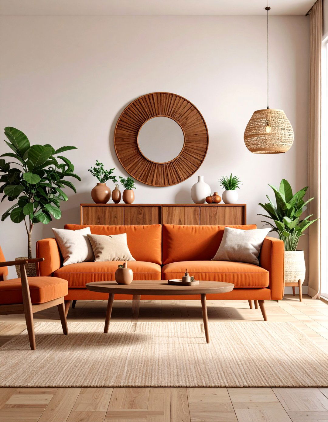 A Mid Century Modern Earthy Living Room - 30 earthy living room ideas