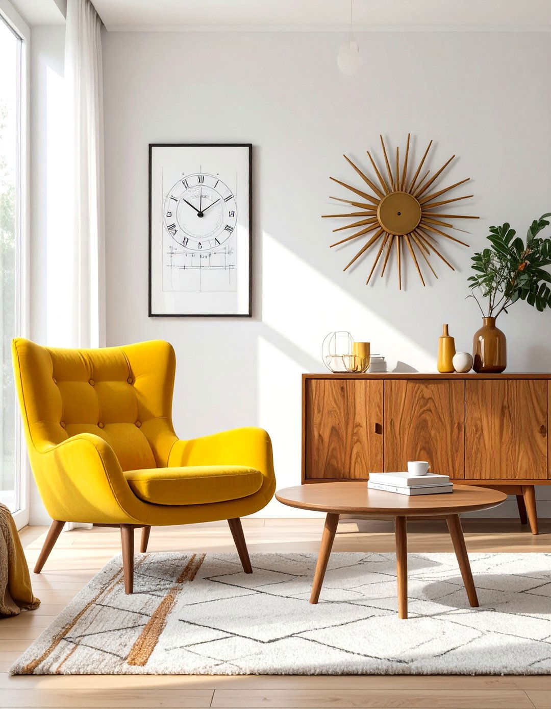 A Mid Century Modern Living Room Sketch - 30 interior design sketches ideas