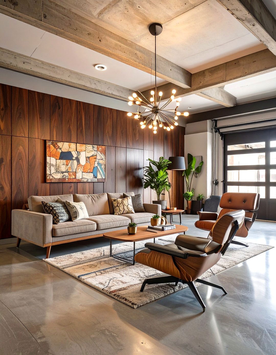A Mid Century Modern Lounge - 30 cool garage makeover ideas