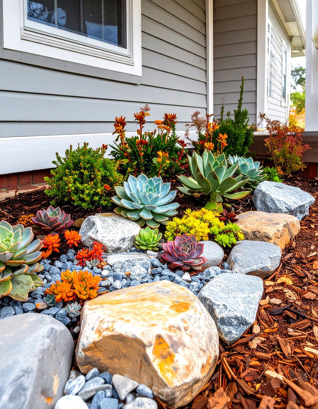 A Miniature Rock Garden Beside the Porch - 30 small front porch landscaping ideas