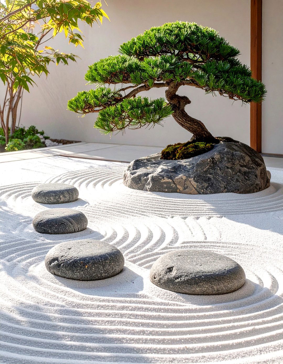 A Miniature Zen Garden with Raked Sand - 30 outdoor oasis ideas