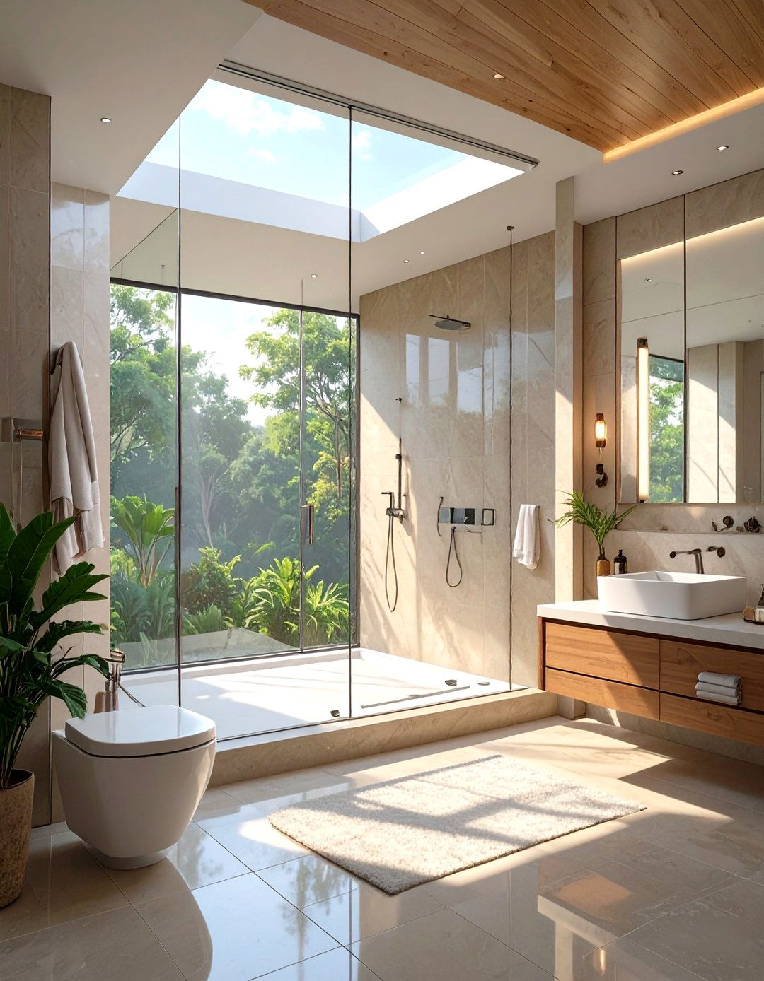 A Minimalist Bathroom with Frameless Glass - 30 minimalist bathroom ideas