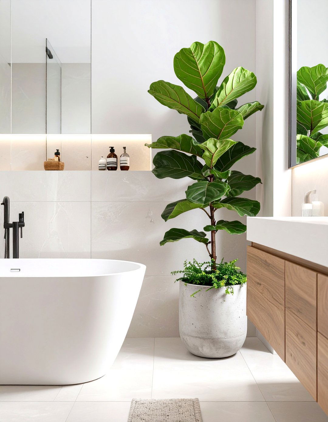 A Minimalist Bathroom with Living Plants - 30 minimalist bathroom ideas