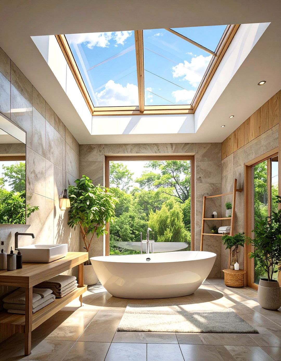 A Minimalist Bathroom with Skylights - 30 minimalist bathroom ideas