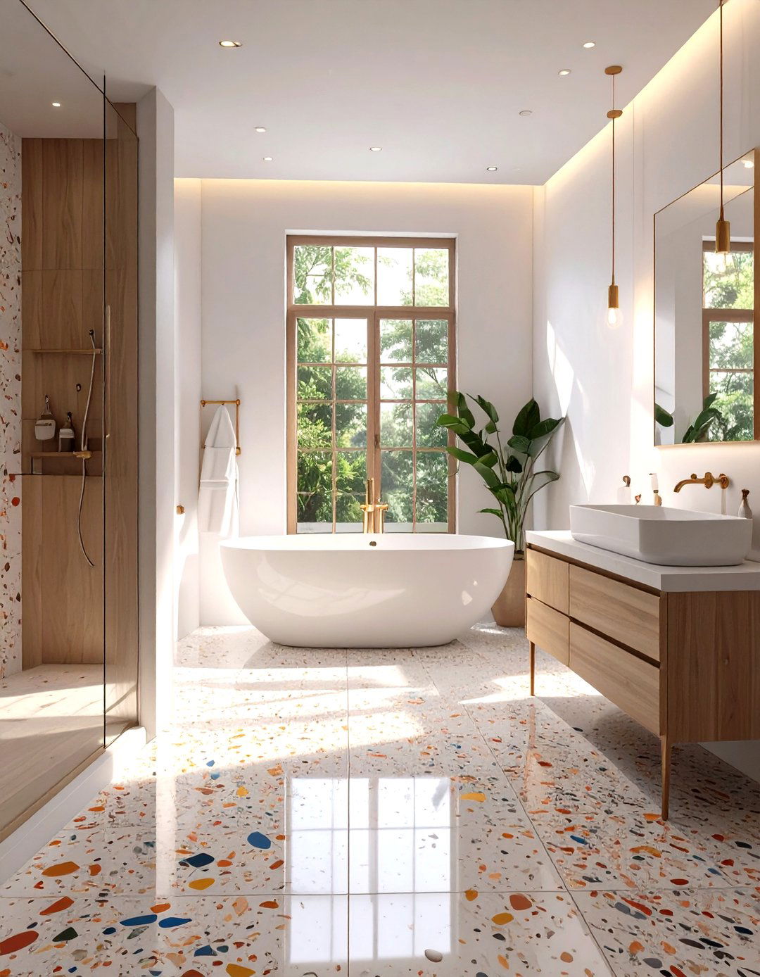 A Minimalist Bathroom with Terrazzo - 30 minimalist bathroom ideas