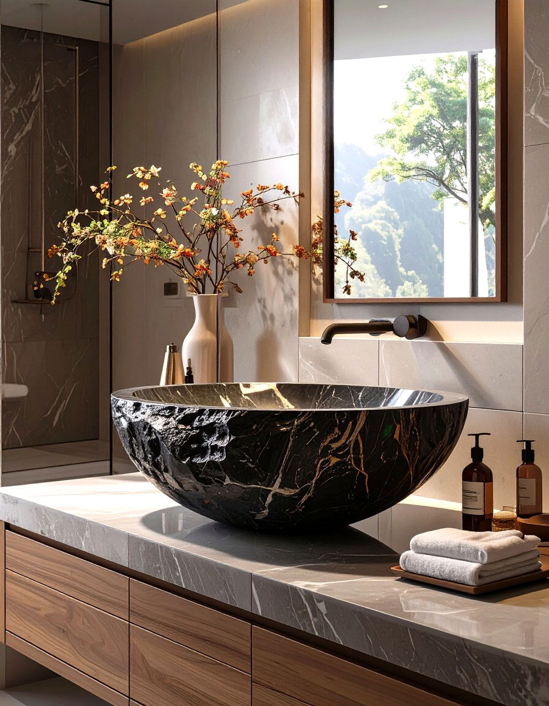 A Minimalist Bathroom with a Statement Sink - 30 minimalist bathroom ideas