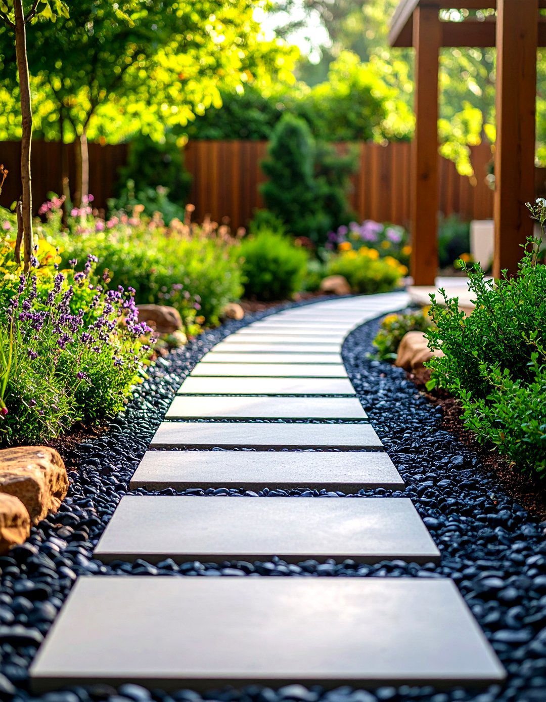 A Minimalist Concrete Paver Path - 30 inexpensive landscaping ideas