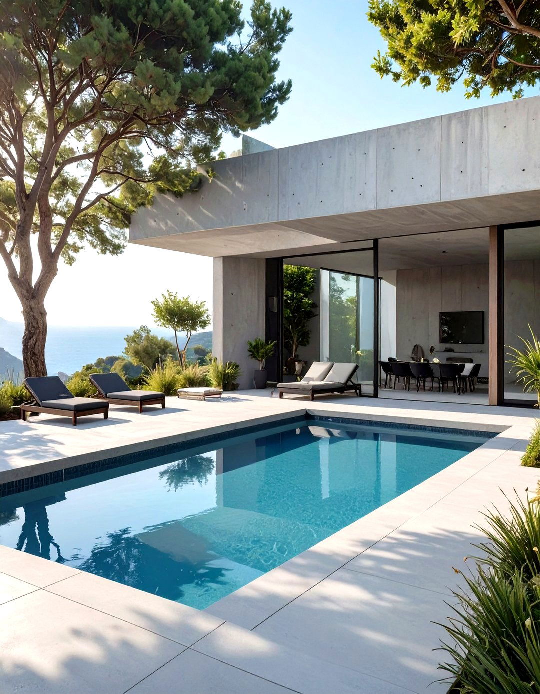 A Minimalist Concrete Pool Landscape - 30 low maintenance pool landscape design ideas