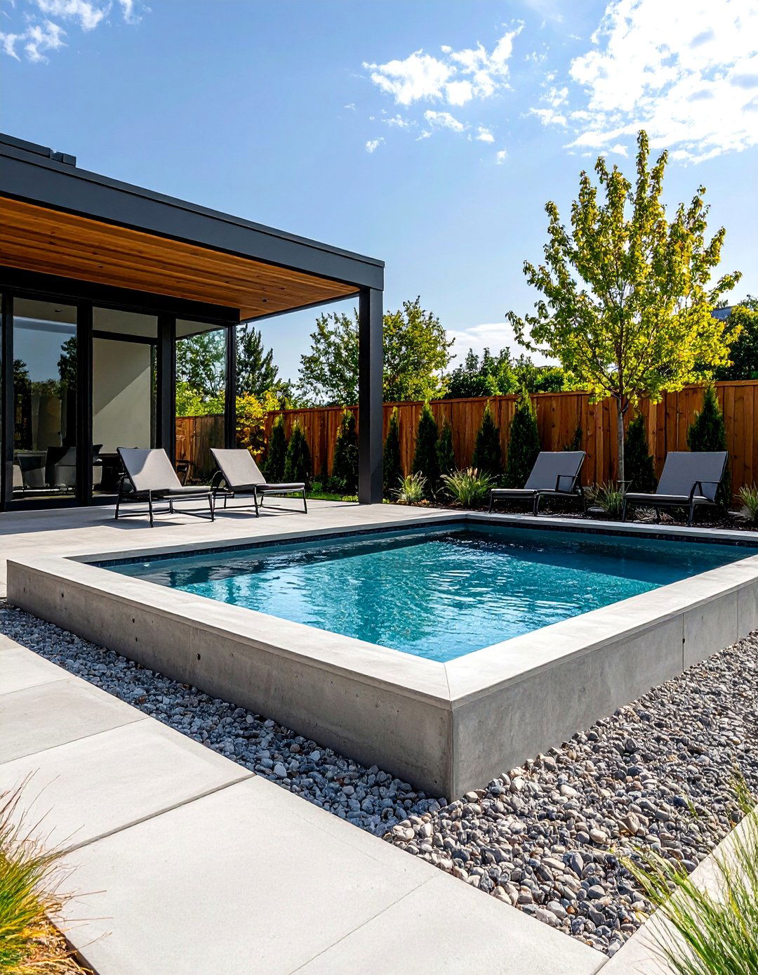 A Minimalist Concrete Water Trough Pool - 30 affordable backyard pool ideas on a budget