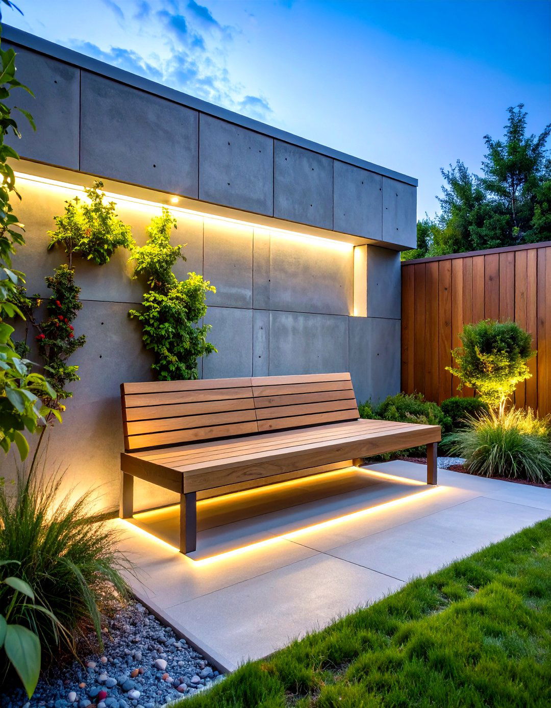 A Minimalist Floating Garden Bench - 30 garden bench ideas