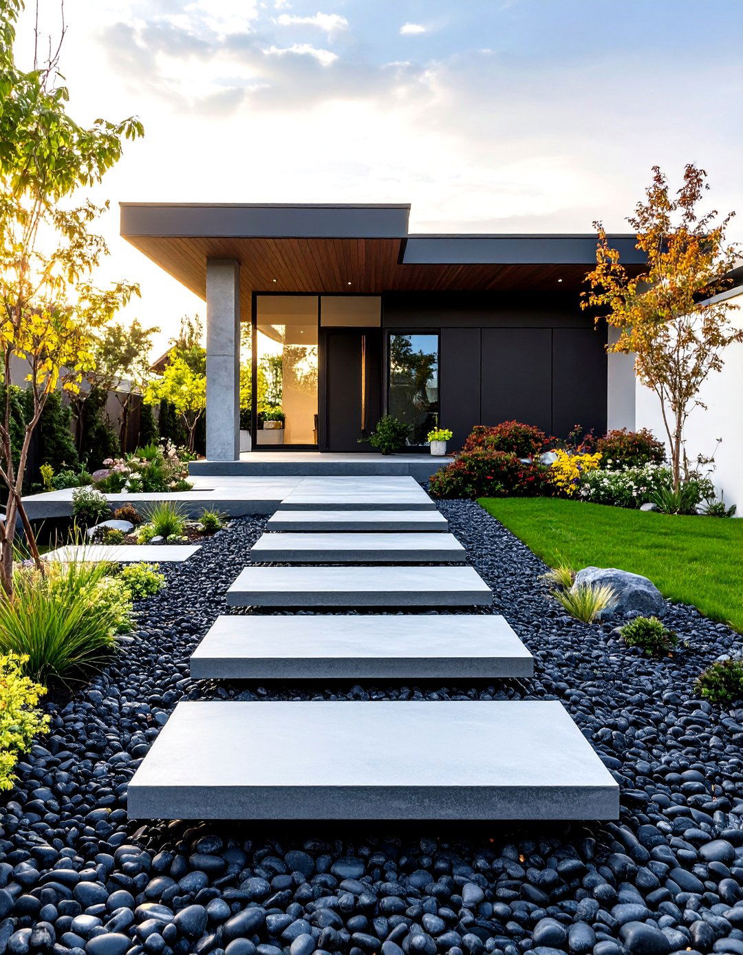A Minimalist Floating Step Walkway - 30 front walkway landscaping ideas