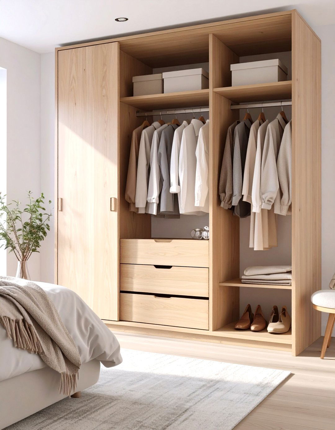 A Minimalist Freestanding Wardrobe - 30 small bedroom closet ideas