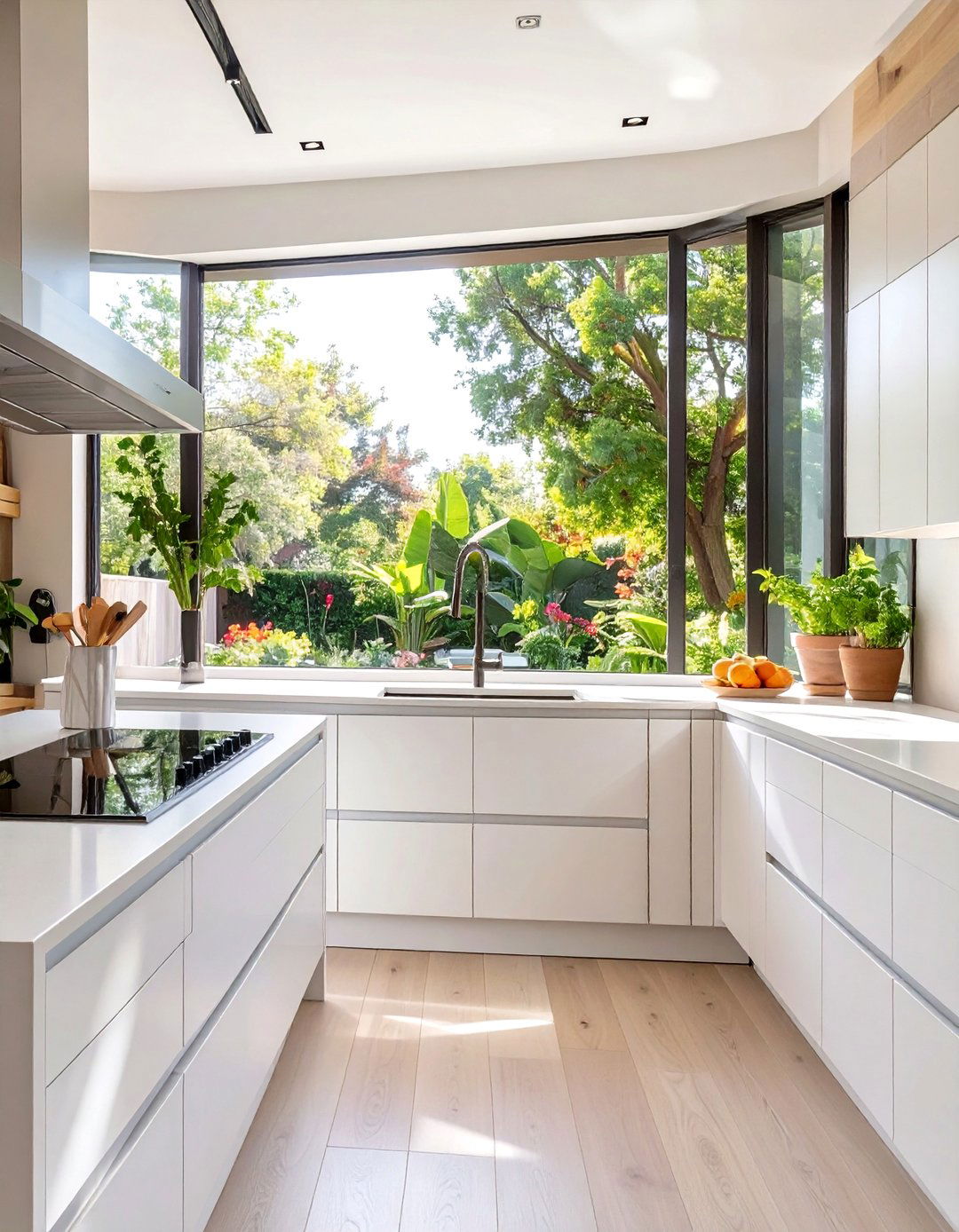 A Minimalist Kitchen with a Window Backsplash - 30 backsplash ideas for kitchen