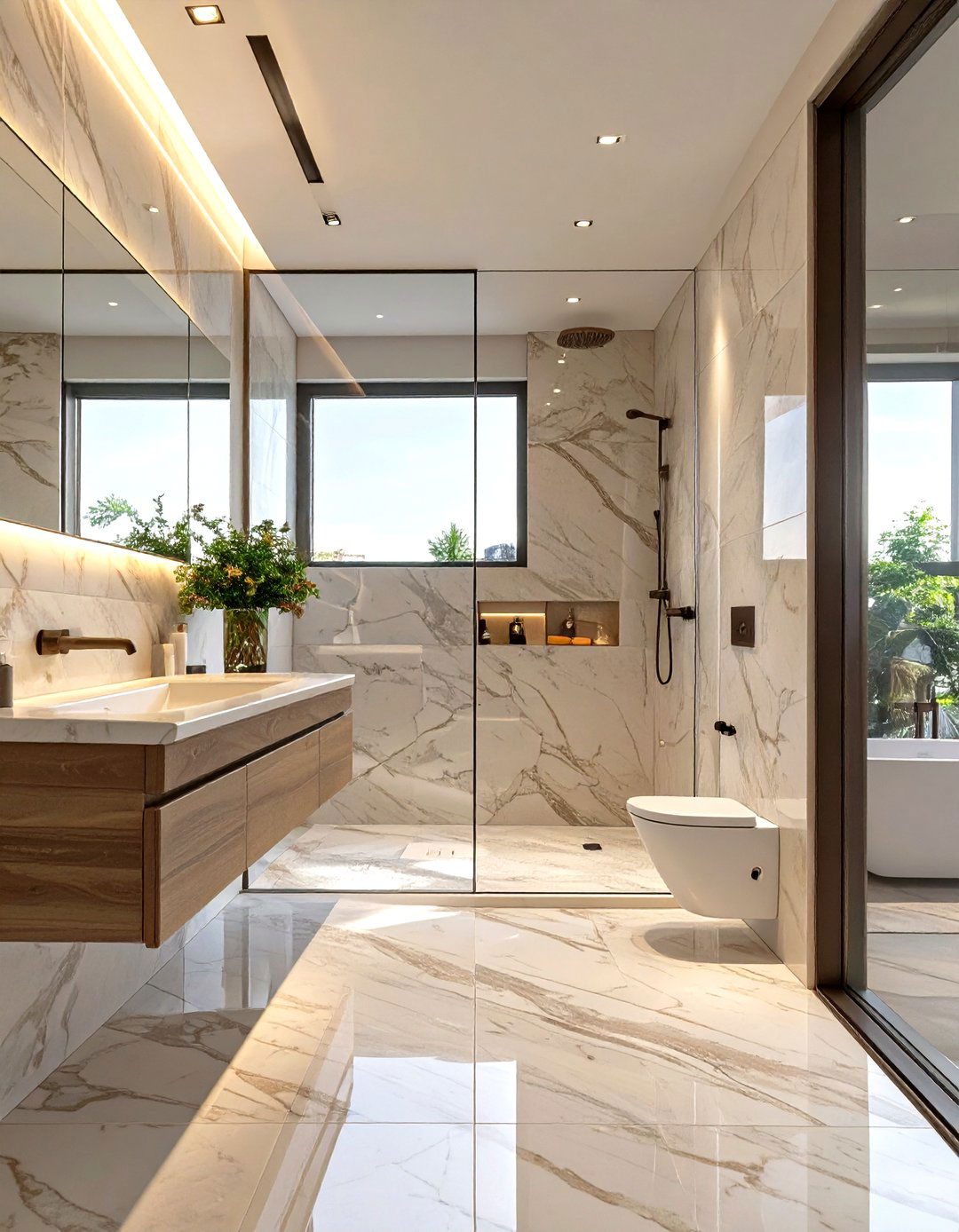 A Minimalist Marble Bathroom - 30 luxury bathroom ideas