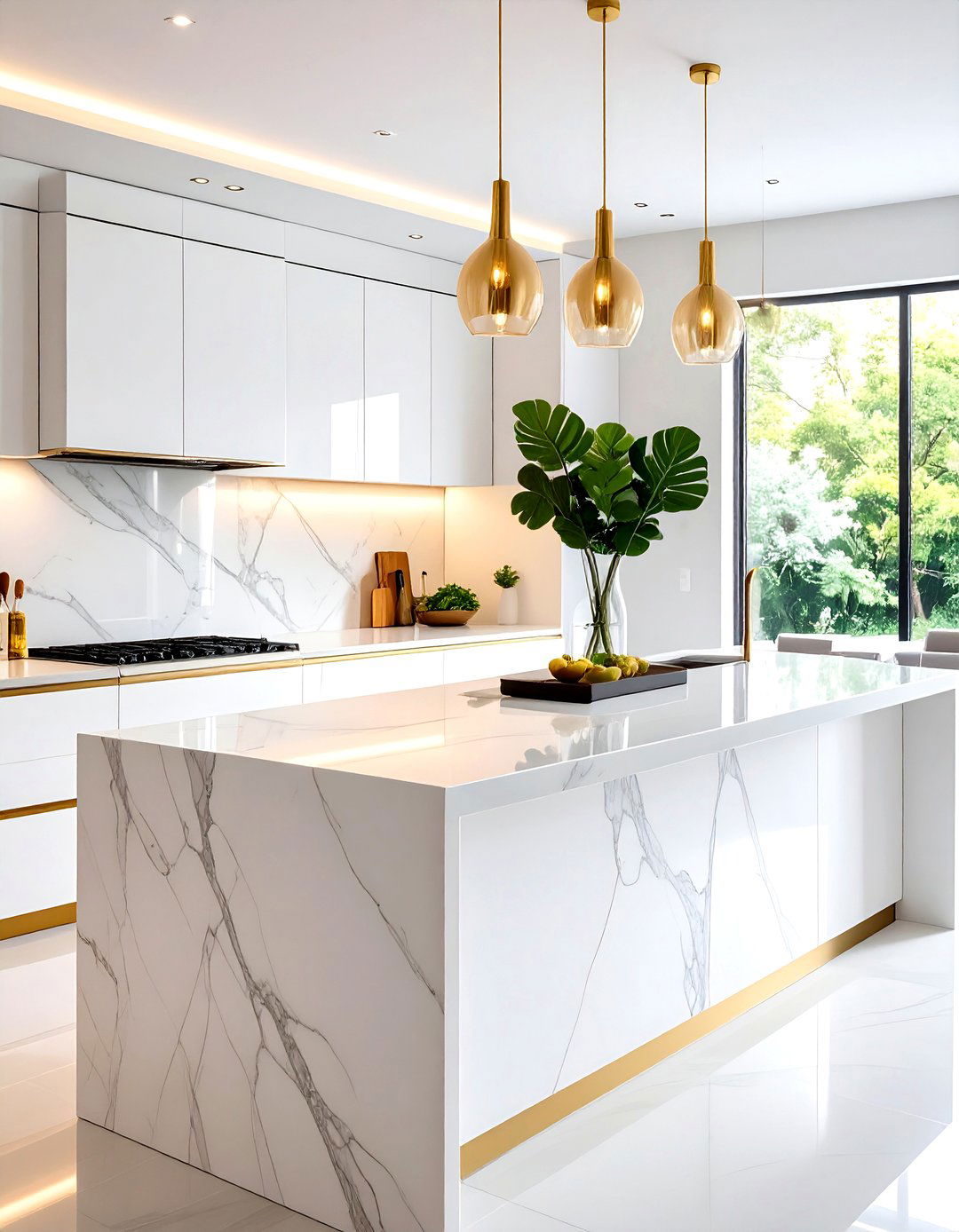 A Minimalist Marble Kitchen Island - 30 kitchen island decor ideas